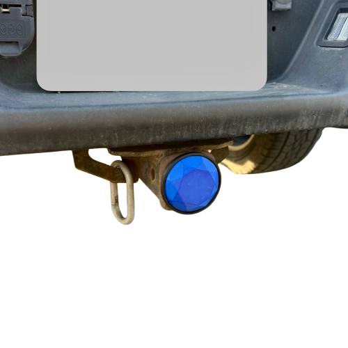 translucent blue truck plug installed